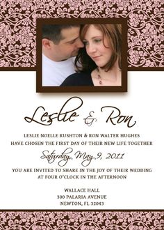 a wedding card with an image of a couple