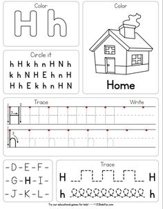 the letter h worksheet is shown with letters and numbers to be used for handwriting