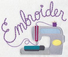 embroidery machine with needle and thread on white fabric that says embroiderr next to it