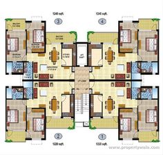 three bedroom apartment floor plan with four separate rooms