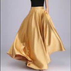 Golden Long Skirt, Long Gold Skirt, Golden Skirt, Long Skirt Formal, Fashion Long Skirt, Long Satin Skirt, Gold Skirt, Yellow Satin, Skirt High Waist