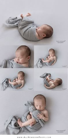 several images of babys sleeping together on a bed with their arms around each other