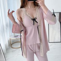 In search of a multipurpose clothing set that you can wear around comfortably at Home as a sleepwear or loungewear? Or want a gift idea for an about-to-be Bride? Well, if yes, then this Lace Cotton 3 Piece Pajama Suit Patchwork Sleepwear is a great deal that will fit in your budget and look classy too! This loungewear is all you need to help relax at home. They are soft and easy to touch which projects versatility and effortless grace in every step you take. Made to make you feel good, each of o Multipurpose Clothing, Lounging Outfit, Pajama Suit, Look Classy, Fit In, Stretchy Material, Cotton Material, Pajama Set, 3 Piece