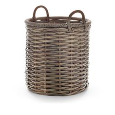 an empty wicker basket on a white background