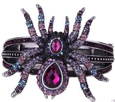 PRICES MAY VARY. Hinged spider bracelets fit both women and teen girls with standard wrist sizes, circumference from 6.5 to 7.5 inch Spider measures 2.25 X 2.25 inch Big stones on head and stomach are resin, rest are crystals, some stones show different colors from different review, we call AB crystals Alloy with antique silver plated, lead and nickle free, hypoallergenic to sensitive skin Comes in a beautiful gift box, a thoughtful halloween gift that will be cherished for years to come Metal:a Purple Spider, Halloween Costume Jewelry, Spider Jewelry, Halloween Bracelet, Halloween Jewelry, Purple Crystals, Gothic Jewelry, Bling Jewelry, Crystal Bracelets