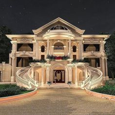 this is an image of a mansion at night