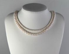 total length 41/ 45cm good luster , round ,  natural Color  silver clasp gold plated  imported from Japan Antique Necklaces Design, Antique Necklaces, Pearl Jewelry Design, Bead Making, Double Strand Necklace, Beaded Jewelry Designs, Antique Necklace, Akoya Pearls, Peaky Blinders