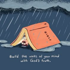 an orange book with the words build the walls of your mind with god's truth