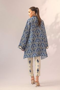 Charlotte (A) – Sania Maskatiya International Indigo Designer Wear Straight Kurta, Indigo Designer Straight Kurta, Designer Indigo Straight Kurta, Blue Cotton Silk Kurta For Spring, Blue Silk Salwar Kameez For Spring, Silk Straight Kurta With Printed Motifs, Indigo Straight Kurta With Dabka, Spring Blue Silk Salwar Kameez, Indigo Dabka Straight Kurta