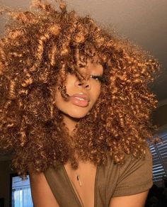 Medium Brown Natural Hair, Ginger Natural Hair Black Women, Copper Curly Hair, Ginger Blonde Hair, Ginger Brown Hair, Ginger Blonde, Romantic Essence, Blonde Natural Hair, Puffy Hair