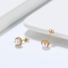 Our solid 18K gold hoop and stud earrings are the best natural earrings you will get buy from our online store because they keep things sweet and simple. They are not the biggest earring you shop from other stores, but it’s perfect for all those that never find themselves wanting to wear anything other than dainty jewelry. We sell both 10K, 14K and 18K real gold earrings and some are made with moissanite diamond or gemstones which gives it’s an extra spice that will make you look like your perso High-quality Round Gold Pearl Earrings, Nickel-free Yellow Gold Pearl Earrings, Single 14k Gold-filled Round Pearl Earring, Simple Pearl Earrings, Hypoallergenic 14k Gold-filled Round Pearl Earrings, Nickel-free 14k Gold-filled Pearl Earrings, Pure Gold Jewellery, Gold Heart Earring, Big Hoop Earrings