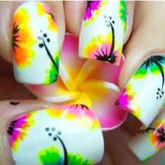 Tropical Nails, Nagel Tips, Neon Nails, Nail Art Summer, Cute Nail Designs, Cool Nail Designs, Nail Art Inspiration, Fancy Nails, Creative Nails