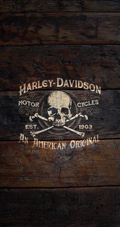 the harley davidson motorcycle logo on a wooden wall