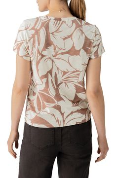 Jazz up your laid-back look with a cotton-first top covered in a groovy print. 24" length (size Medium) Crewneck Short sleeves 51% cotton, 49% rayon Machine wash, dry flat Imported Patterned Floral Print Cotton T-shirt, Casual V-neck Top With All Over Print, Patterned V-neck Rayon Tops, Retro V-neck Relaxed Fit Top, Patterned Abstract Print V-neck Top, Cotton Retro Print Vacation Top, Cotton Retro Print Top For Vacation, Relaxed Fit Rayon Tops, Printed Viscose V-neck Top