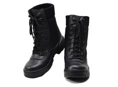 Original French Military Black Leather Boots Authentic Military Gear: Experience authenticity with these Original French Military Black Leather Boots. Crafted to meet military standards, these boots offer a combination of style, durability, and functionality that reflects the high standards of the French military. Reinforced Heel for Extra Durability: Navigate with confidence knowing that these boots are equipped with a reinforced heel. This feature adds extra durability to a high-wear area, ens Durable Combat Boots For Hiking, Black High Ankle Lace-up Boots For Outdoor, Durable Techwear Combat Boots With Round Toe, Durable Round Toe Techwear Combat Boots, Techwear Work Boots With Shock Resistance And Round Toe, Shock Resistant Round Toe Combat Boots For Outdoor, Outdoor Shock Resistant Round Toe Combat Boots, Combat Style Lace-up Work Boots With Shock Resistance, Wear-resistant Combat Boots For Outdoor