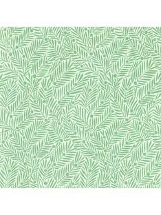 a green and white wallpaper with leaves on it