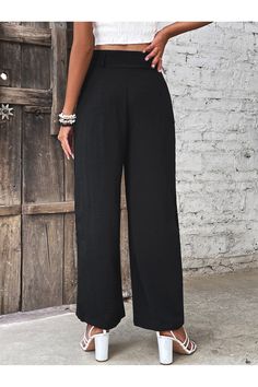 Elevate your style with these figure-flattering high waist straight leg pants for women. The ruching adds a touch of sophistication while the versatile design makes them perfect for any occasion. You'll love how these pants make you feel confident and stylish. Make a statement with women's pants that stand out! Pattern type: Solid Style: Office Features: Ruched Length: Long Material composition: 100% polyester, 5% elastane Care instructions: Machine wash cold. Tumble dry low. Imported Product me Chic Bottoms For Night Out, Trendy High Waist Wide Leg Pants For Date Night, Elegant Solid Color Bottoms For Night Out, Non-stretch Straight Leg Dress Pants, Non-stretch Straight Dress Pants, High Waist Wide Leg Pants For Business Casual, Chic Solid Wide Leg Pants For Business Casual, Chic Solid Color Wide Leg Pants, Chic Solid Color Dress Pants For Fall