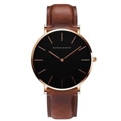 Albert Nero Classic Men Watch With Leather Strap Hannah Martin Golden Dial with Brown Leather Simple Watches, Water Resistant Watch, Mens Watches Leather, Minimalist Watch, Wristwatch Fashion, Waterproof Watch, Bracelet Cuir, Casual Watches, Classic Watches