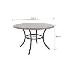 an outdoor table with measurements for the top and bottom, on a white background is shown