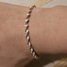 Sterling Silver, Never Worn, Twist Sbake Chain Design With Lobster Clasp, Stamped Italy And 925 On Clasp, Made In Italy. Elegant Spiral Sterling Silver Bracelets, Elegant Sterling Silver Spiral Bracelet For Gift, Simple Cuff Bracelet, Feather Cuff Bracelet, Twist Bracelet, Hair Tie Bracelet, Handmade Friendship Bracelets, Resin Bangles, Twisted Bracelet