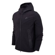 Men's Nike Training Sports Hooded Jacket Black CU4480-010 Technical Outerwear With Double-lined Hood For Streetwear, Techwear Windproof Hooded Jacket For Winter Sports, Windproof Techwear Hooded Jacket For Winter Sports, Sporty Hooded Windbreaker With Fleece Lining, Hooded Windproof Sport Coat For Cold Weather, Functional Windbreaker With Double-lined Hood For Cold Weather, Solid Outerwear With Fleece Lining For Sports, Hooded Fleece Jacket With Pockets Athleisure, Hooded Fleece Jacket With Pockets For Athleisure