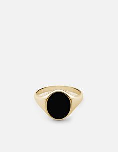 We reimagined a popularized statement piece from the 1970's, using modernized materials and techniques. Our men's Heritage Ring is made with gold vermeil and black enamel.[tab]Specifications[/tab]Base Metal: Sterling SilverPlating: Polished 14k Yellow GoldMaterial: Black EnamelCenter Piece Dimensions: W: 10mm H: 12mmGauge: 2.8mm Onyx Ring Men, Signet Ring Gold, Gold Pinky Ring, Smart Jewelry, Mens Gold Rings, Jewels Rings, Fashion Wishlist, Onyx Ring, Fine Earrings