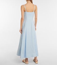 Linen Midi Dress For Daywear, Daywear Unlined Midi Linen Dress, Sleeveless Linen Dress With Fitted Bodice, Midi Length Linen Dress For Daywear, Spring Linen Dress With Fitted Bodice, Linen Unlined Midi Dress For Daywear, Unlined Linen Midi Dress For Daywear, A-line Midi Dress With Fitted Bodice In Linen, Fitted Unlined Linen Midi Dress