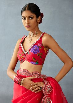 Bollywood Style Crop Top For Designer Wear, Bohemian Pre-draped Saree With Motifs, Fitted Cotton Silk Pre-draped Saree, Traditional Crop Top For Diwali, Fitted Pre-draped Saree With Motifs, Festive Crop Top For Navratri, Bohemian Style Pre-draped Fitted Saree For Festive Occasions, Traditional Crop Top For Navratri, Designer Cotton Silk Choli With Padded Blouse