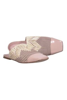 Current Boutique-Sigerson Morrison - Light Pink Patent Leather Perforated Mules w/ Straw Woven Trim Sz 9 Morrison Shoes, Mule Flats, Funky Style, Best Flats, Pink Patent Leather, Sweater Trends, Buy Shoes Online, Funky Fashion, Flared Jeans