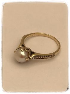 "14k gold ring with a real pearl . vintage victorian style . i make the ring any size you like it to be. weight : 3.2 gram pearl size in m\"m : 0.7 mm worldwide free shipping" Dainty Rings Minimalist Jewelry, Pearl Ring Design, Pearl Rings Vintage, Emerald Ring Vintage, Pearl Engagement Ring, Pearl Vintage, Gold Pearl Ring, Gold Earrings Designs, Real Pearls