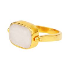 White Moonstone Spinner Gold Plated Brass Ring For Women | BuDhaGirl Spiritual Stackable Moonstone Jewelry, Ethereal Gold Moonstone Ring For Gift, Ethereal Gold Moonstone Ring Gift, Spiritual Oval Moonstone Stackable Ring, Spiritual Oval Stackable Moonstone Ring, Adjustable Yellow Gold Moonstone Ring, Gold Moonstone Healing Ring, Gold Moonstone Ring For Healing, Mystical Cabochon Rings As A Gift