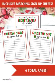 three printable holiday signs with the words, holidays and santa clauss on them