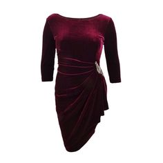 New With Original Tags Style: Sheath, Size Type: Regular, ,, Cocktail, 3/4 Sleeve, 90% Polyester/10% Spandex, Hand Wash, Inseam: Velvet Cocktail Dress, 16 Dresses, Alex Evenings, Wine Color, Dress 16, Wine Colored, Size 16 Dresses, Velvet Dress, Size 16