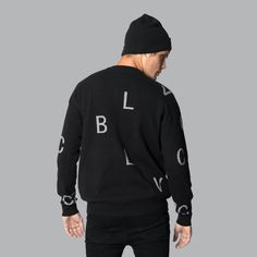 The 'Blvck Letters Sweater' features an enlarged version of the Blvck monogram, covering the sweater.Made partly from cashmere, the sweater is super soft to the touch and perfect for everyday wear.True to size Fit. Model is wearing a size M and is 1m89. Fabric: 20% cashmere, 10% viscose , 70% cotton Monogram Sweater, Letter S, Adidas Jacket, Everyday Wear, Cashmere, Graphic Sweatshirt, Athletic Jacket, Street Wear, Monogram