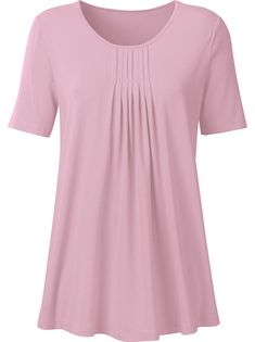 If you like fashion that shows off your best side, you will love this top! Flattering details with front pleats, which pop up downwards to add flattering width. Slightly flared A-line. Length approx. 28 inches (misses). 92% rayon, 8% elastane. Machine washable. Imported. Pleated Top, Pleat Top, Petite Jacket, Online Womens Clothing, Sweater Jacket, Womens Tees, Pop Up, Women's Clothing, A Line