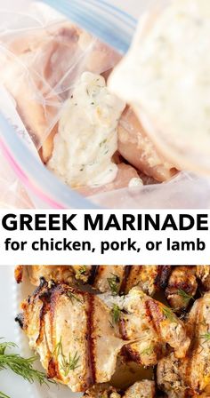 grilled marinade for chicken, pork, or lambs in a plastic bag