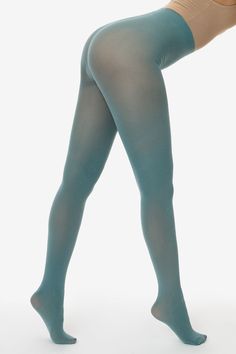 These nylon tights feature a smooth, semi-matte appearance and a lot of stretch to accommodate many sizes and leave you comfortable all day long. These opaque tights have a seamless appearance for everyday ease while layering and feature a reinforced gusset and high waist fit. Handle with care. * All Sales Final. No Returns or Exchanges allowed. | 40 Denier Classic Opaque Tights for Women in Sagebrush White Thigh High Socks, Black Thigh High Socks, White Thigh Highs, Thigh High Sock, Green Tights, Nylon Tights, Los Angeles Apparel, Legs Outfit, Tights For Women