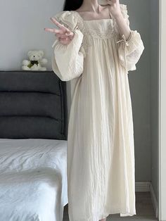 This elegant Coquette Lace Nightgown is crafted from a luxurious blend of fabrics for a comfortable and stylish fit. The all-over lace pattern is subtly sheer for a delicate and feminine look. Its adjustable straps, buttons, and drawstring waist make it the perfect nightgown for a perfect night’s sleep. Elegant Coquette, Nightgown Lace, Lace Nightgown, Korea Style, Perfect Night, Nightgowns For Women, Home Dress, Linen Pants Women, Overalls Women