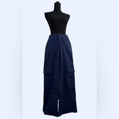 Labled As Us Women Size Xxs Non Stretch Fabric Waist (Flat) 13” Hip (Flat) 17”-18.5” Inseam; 31.5” Length; 40.5” Fitted Denim Blue Pants With Side Pockets, Fitted Denim Blue Cargo Pants, Fitted Denim Blue Cargo Pants With Pockets, Fitted Blue Bottoms With Hip Pockets, Fitted Denim Blue Cargo Bottoms, Fitted Blue Cargo Pants, Full Length Denim Blue Pants With Pockets, Blue Full Length Jeans With Side Pockets, Denim Blue Full-length Bottoms With Hip Pockets