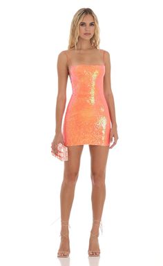 Starstruck Sequin Dress in Orange | LUCY IN THE SKY Short Hoco Dresses Tight, Orange Hoco Dress, Pink Hoco Dress, Classy Homecoming Dress, Orange Homecoming Dresses, Cute Formal Dresses, Hoco Dresses Tight, Cute Homecoming Dresses, Long Sleeve Sequin Dress