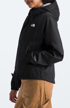 Rainy days have met their match with this hooded jacket that's breathable, lightweight and repels water and wind. 22" length (size Medium) Front zip closure Drawstring hood Stand collar Elastic cuffs Front zip pockets Seam sealed Waterproof PFC-free, durable water-repellent coating is free of per- and poly-fluorinated chemicals, some of which can be harmful to the environment 75-denier 88g/m² DryVent shell with PFC-free water-repellent finish Lined 100% nylon Machine wash, tumble dry Imported The North Face Double-lined Hood Outerwear, Sporty Windbreaker With Functional Drawstring For Outdoor Activities, Sporty Windbreaker With Functional Drawstring For Outdoor, The North Face Functional Hooded Jacket For Outdoor Activities, The North Face Functional Hooded Jacket For Outdoor, The North Face Outdoor Hooded Jacket With Adjustable Hood, Functional The North Face Hooded Jacket For Outdoor Activities, The North Face Sporty Hooded Jacket For Streetwear, Sporty The North Face Hooded Jacket For Streetwear