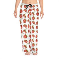 Strawberry Pajama Pants Gift yourself or someone special with our cute and comfy strawberry Pajama Pants! .: 100% polyester .: White seam thread .: Light fabric (6 oz/yd² (203 g/m .: Relaxed comfort fit .: Back elastic and black drawstring tie .: Sewn-in care label Thanks for shopping Gifts on the Side! Cute Pajama Pants, Cute Pajama, Pants Gift, Christmas Cute, Cute Pajamas, Sleep Shorts, Pajama Robe, Gift For Christmas, Care Label