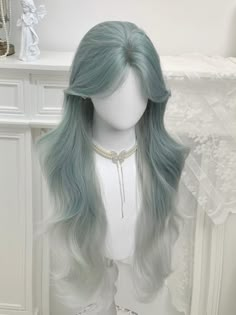 blue lace wig #humanhair #bundles #closure #fulllacewig #wigsforsale #hairextensions #wiginstall #hairstylist #lacefrontwig #beauty Blue Lace Wig, Korean Wig, Hair History, Platinum Blonde Highlights, Wig Styling, Green Wig, Anime Wigs, Red Wigs