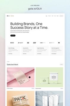 an image of a website page with the words building brands, one success story at a time