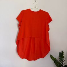 New, With Original Tags High/Low Length Very Comfortable Short Sleeve Round Neckline Slight Tear At Back Bin 94 Casual Orange Tops For Layering, Summer Layering Blouse With Short Sleeves, Spring Short Sleeve Blouse For Layering, Red Blouse For Spring Layering, Split Blouse, Cutout Crop Top, Boden Women, Black Tunic Tops, Orange Shorts