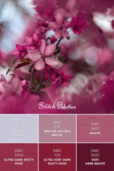 the color scheme is red and pink, with some purple flowers on it's branches