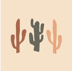 three different types of cactuses on a beige and pink background with the same type of cacti