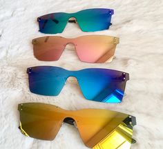 Summer is Here !! Fun Sunnies to wear to beach, vacation, walking anywhere, to pool, cosplay, and more  They are plastic frames, poly-carbonate lens, and are non-polarized. Rimless and One Piece Frame to give a modern fresh current look. They have 100% UVA/UVB Protection.  Lens Width- 65 mm Lens Heighth - 50 mm Bridge - 12 mm Arm Length - 140 mm Total Frame Across - 150 mm Super Lightweight - durable materials  Please state color when order placed. No refunds or exchanges but please contact me i Surf Hats, Windy Day, Summer Is Here, Retro Sunglasses, Tan Lines, Aviator Sunglasses, Eyewear Sunglasses, Sun Hats, Beach Vacation