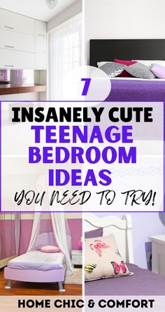 a collage of photos with text that reads, 7 insaney cute teenage bedroom ideas you need to try