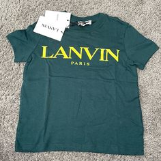 Authentic Lanvin T-Shirt - Brand New Lanvin T Shirt, Green Graphic Tee With Logo, Balenciaga Shirt, Daisy Shorts, Blue Logo, Shirt Brand, Lanvin, Boy Shorts, Girls Tshirts